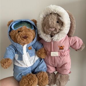 Jellycat  Bundle Bashful Bunny 'Snow Suit' +Bartholomew Bear 'Snow Suit NWT